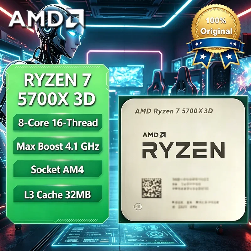 AMD Ryzen 7 R7 5700X3D Bulk CPU for X570 B550 8-Cores 16-Threads 3GHz Up to 4.1GHz 105W AM4 CPU DDR4 Ryzen 5000 Series Processor
AMD Ryzen 7 R7 5700X3D Bulk CPU for X570 B550 8-Cores 16-Threads 3GHz Up to 4.1GHz 105W AM4 CPU DDR4 Ryzen 5000 Series Processor