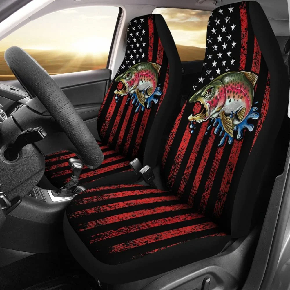 Trout Steelhead Fishing American Flag Printed Car Seat Covers,Pack of 2 Universal Front Seat Protective Cover
Trout Steelhead Fishing American Flag Printed Car Seat Covers,Pack of 2 Universal Front Seat Protective Cover