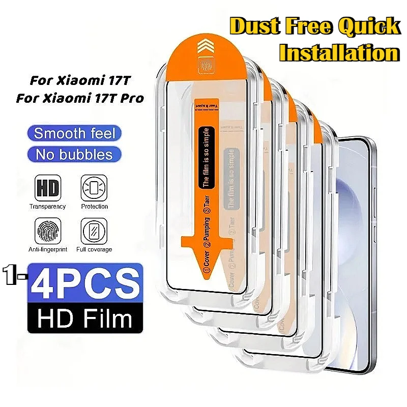 1-4PCS 9H HD Dust Free Easy Installation Protector for Xiaomi 17 15 T Pro 5G Screen Tempered Glass Film Full Cover Scratch Proof
1-4PCS 9H HD Dust Free Easy Installation Protector for Xiaomi 17 15 T Pro 5G Screen Tempered Glass Film Full Cover Scratch Proof