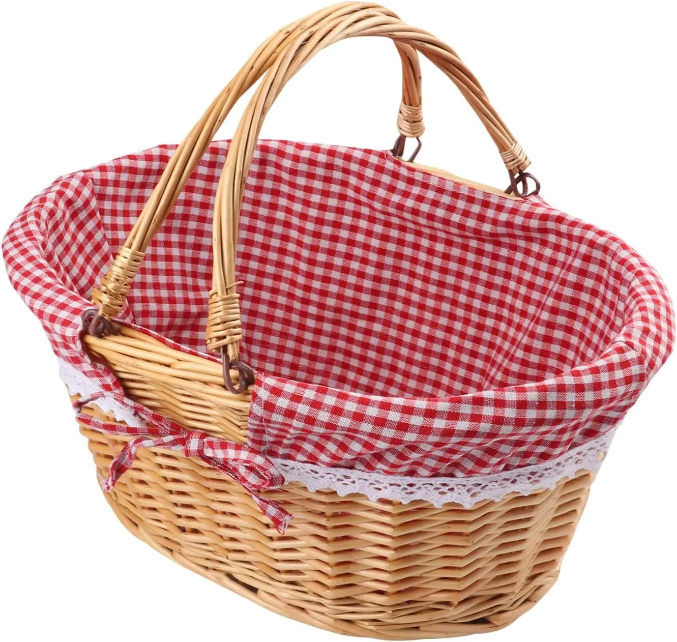 14 Inch Wicker Picnic Basket with Handle Checkered Liner Oval Fruit Wine Wedding
14 Inch Wicker Picnic Basket with Handle Checkered Liner Oval Fruit Wine Wedding