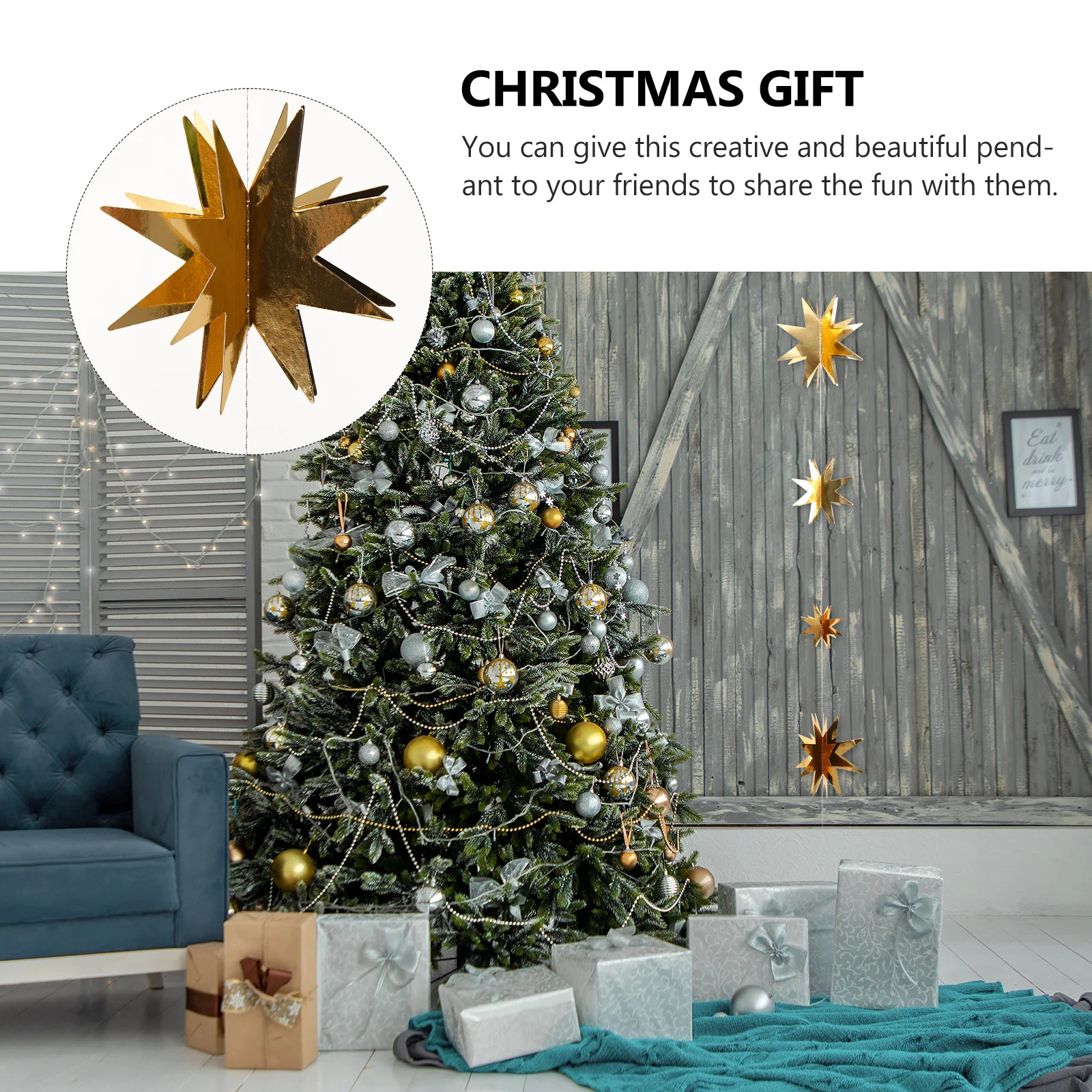 6Pcs Xmas Tree Hanging Decorations Gold Eight-Pointed Star Pendants 3D Snowflake Christmas Ornaments Creative Holiday Decor
6Pcs Xmas Tree Hanging Decorations Gold Eight-Pointed Star Pendants 3D Snowflake Christmas Ornaments Creative Holiday Decor