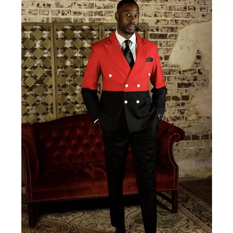 Red Burgundy Patchwork 2 Piece Men Suits Slim Fit Double Breasted Custom Made Prom Wedding Groom Blazer Jacket+Pant
Red Burgundy Patchwork 2 Piece Men Suits Slim Fit Double Breasted Custom Made Prom Wedding Groom Blazer Jacket+Pant