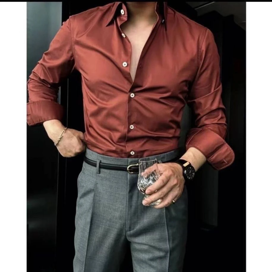 Spring Autumn New Sle Men's Slim Fit Casual Long Sve irt Pure Color Luxury Busin Faion irt by Tagkita
Spring Autumn New Sle Men's Slim Fit Casual Long Sve irt Pure Color Luxury Busin Faion irt by Tagkita