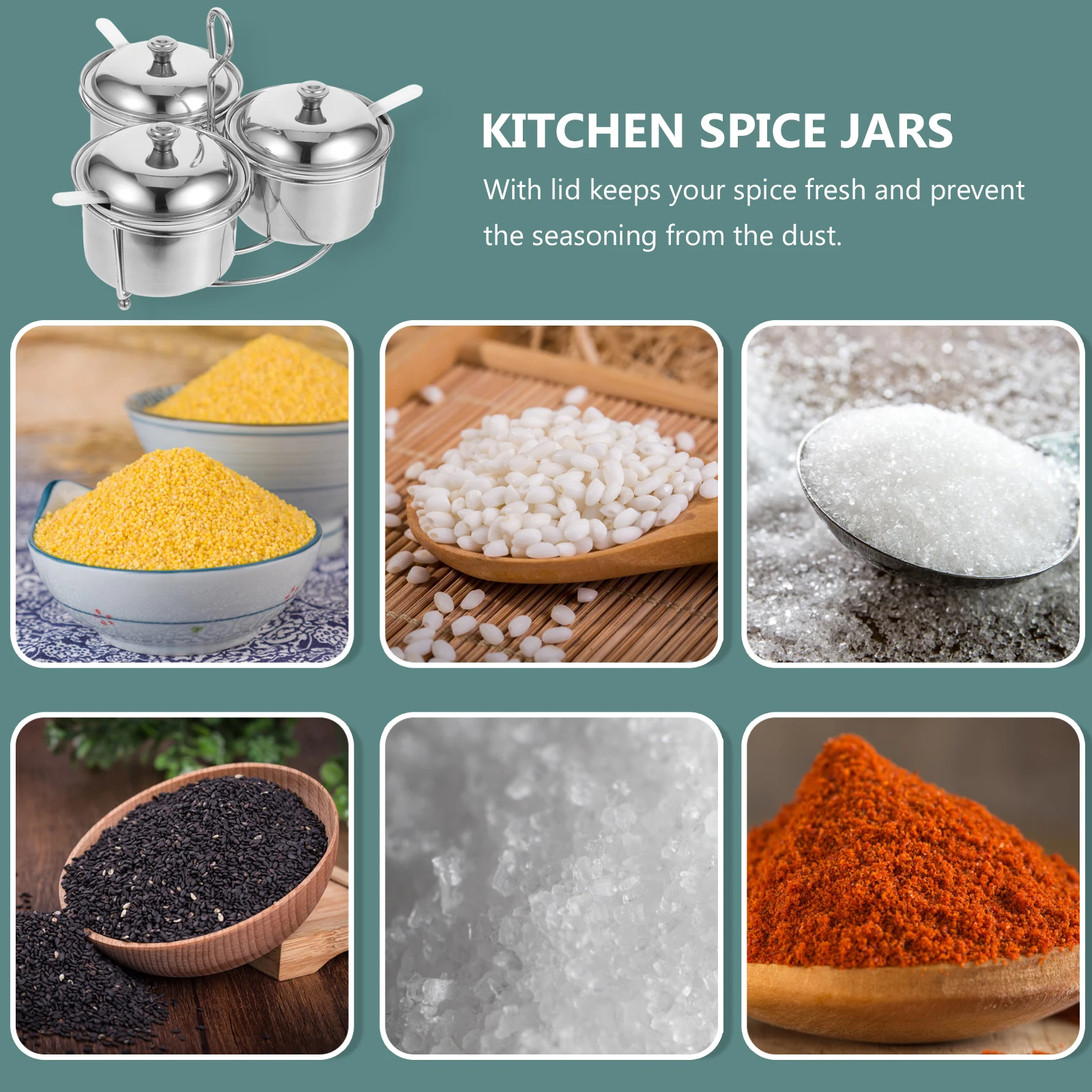 Stainless Steel Seasoning Box Set Spice Container Lid Kitchen Jars Condiment Organizer Storage Solution Salt Sugar Powder
Stainless Steel Seasoning Box Set Spice Container Lid Kitchen Jars Condiment Organizer Storage Solution Salt Sugar Powder