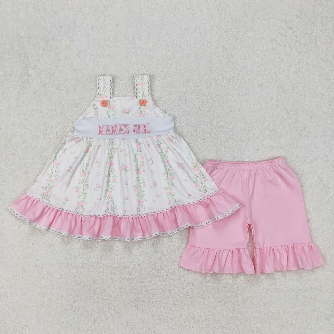 Wholesale Children Kid Sleeveless Floral Set Toddler Straps Flower Embroidery Mama's Tunic Baby Girl Ruffle Cotton Shorts Outfit
Wholesale Children Kid Sleeveless Floral Set Toddler Straps Flower Embroidery Mama's Tunic Baby Girl Ruffle Cotton Shorts Outfit