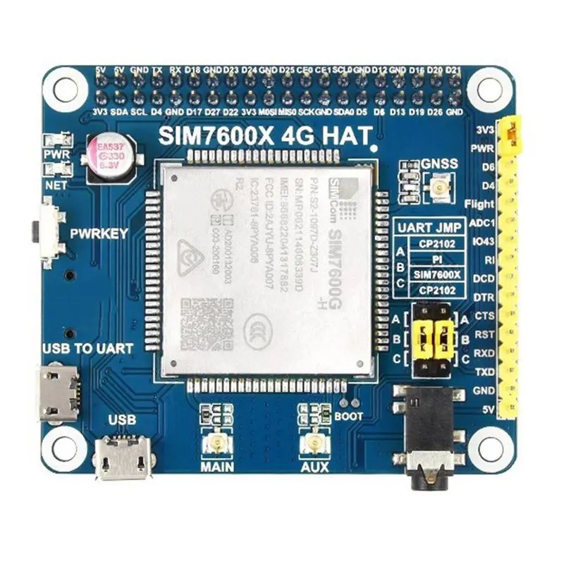 Модуль расширения SIM7600G-H 4G, совместимый с Raspberry Pi, с поддержкой GNSS, GPS, LBS позиционирования и глобальной связи 3G/2G
Модуль расширения SIM7600G-H 4G, совместимый с Raspberry Pi, с поддержкой GNSS, GPS, LBS позиционирования и глобальной связи 3G/2G