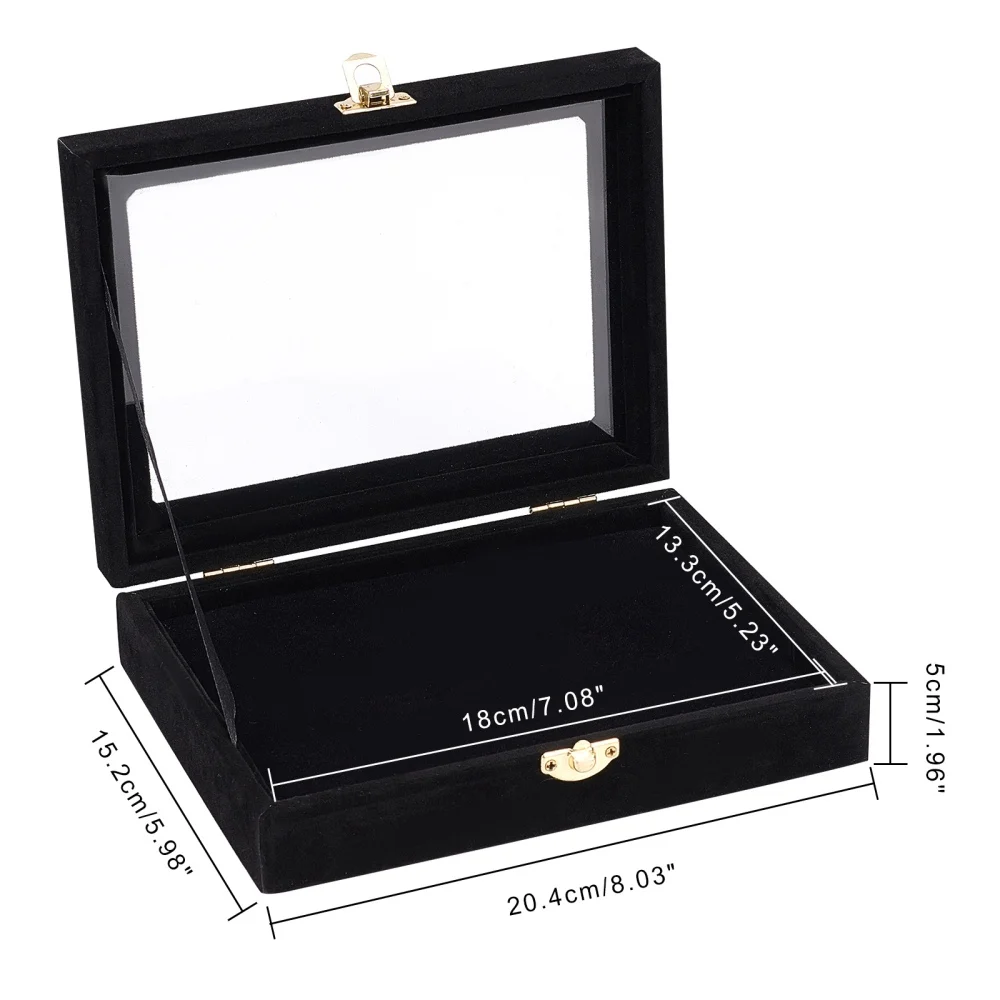 1pc Velvet Presentation boxes with Snap Buttons and Clear Window Rectangle Black 20.4x15.2x5cm Inner Diameter: 18x13.3cm
1pc Velvet Presentation boxes with Snap Buttons and Clear Window Rectangle Black 20.4x15.2x5cm Inner Diameter: 18x13.3cm