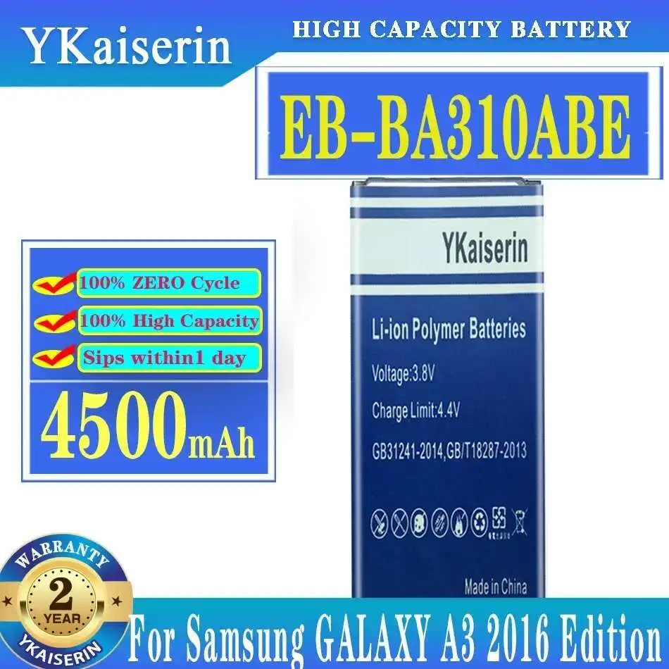 EB-BA310ABE Аккумулятор для мобильного телефона с быстрой зарядкой для Samsung Galaxy A3 2016 Edition A310 SM A310F A3100 EB BA310ABE 4500 мАч
EB-BA310ABE Аккумулятор для мобильного телефона с быстрой зарядкой для Samsung Galaxy A3 2016 Edition A310 SM A310F A3100 EB BA310ABE 4500 мАч