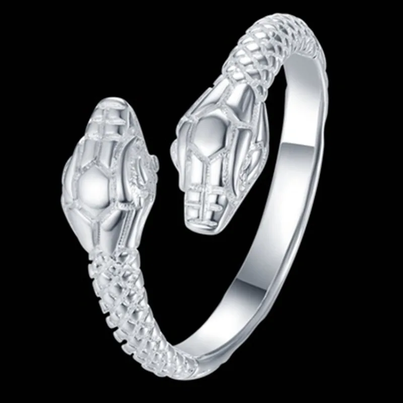 European And American Style Double-Headed Snake Adjustable Open Ring Silver Plated Retro Personality Statement Jewelry For Women
European And American Style Double-Headed Snake Adjustable Open Ring Silver Plated Retro Personality Statement Jewelry For Women