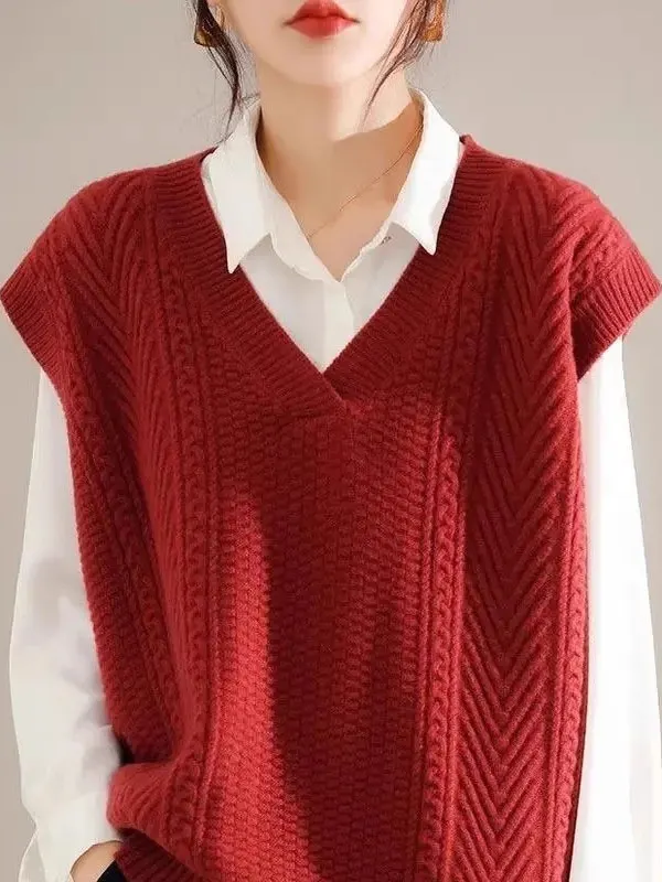 Spring Autumn Knitted V-ne Sweater Women's Lazy Sle Outerwear Layering Small oulder Pad Vest Faionable Casual Top
Spring Autumn Knitted V-ne Sweater Women's Lazy Sle Outerwear Layering Small oulder Pad Vest Faionable Casual Top