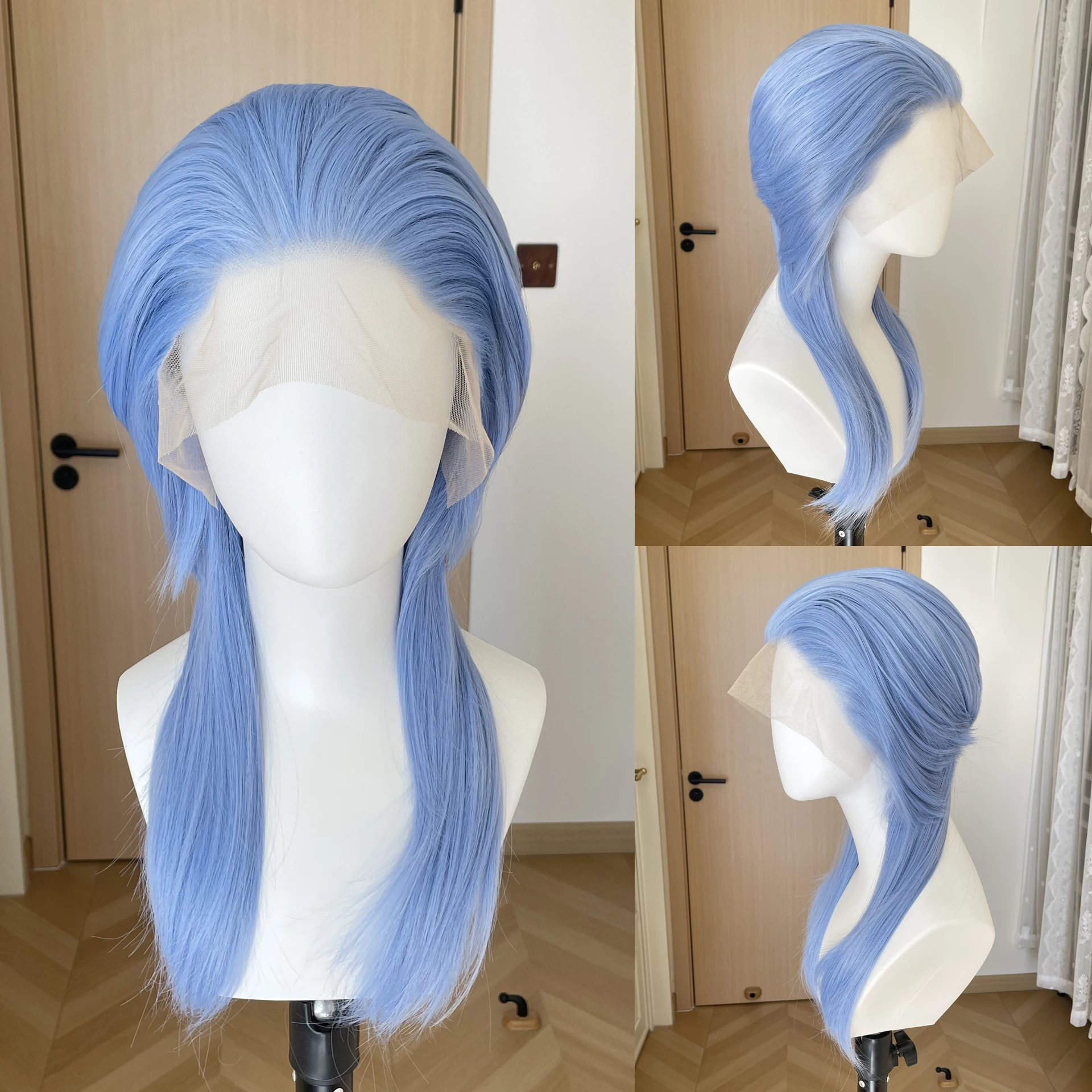 Sky Blue Mullet 13x4 Synthetic Lace Front Wigs for Women Cosplay Shoulder Length Short Curly Wigs Layers Ponytails Medium Cap
Sky Blue Mullet 13x4 Synthetic Lace Front Wigs for Women Cosplay Shoulder Length Short Curly Wigs Layers Ponytails Medium Cap