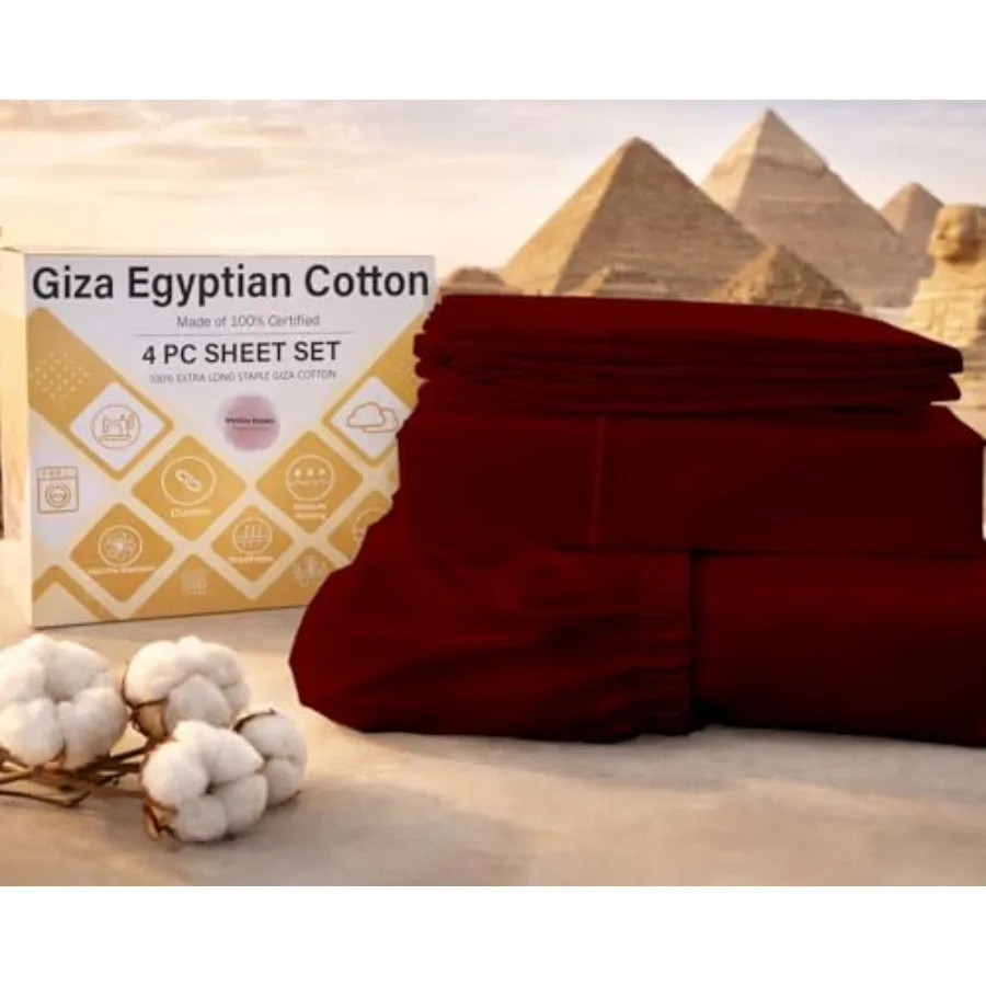 MyGiza Sheets 4 Pcs Sheet Set, 100% Certified Giza Egyptian Cotton, Soft and Luxury Sheets fits 18 Inch Deep Mattress
MyGiza Sheets 4 Pcs Sheet Set, 100% Certified Giza Egyptian Cotton, Soft and Luxury Sheets fits 18 Inch Deep Mattress