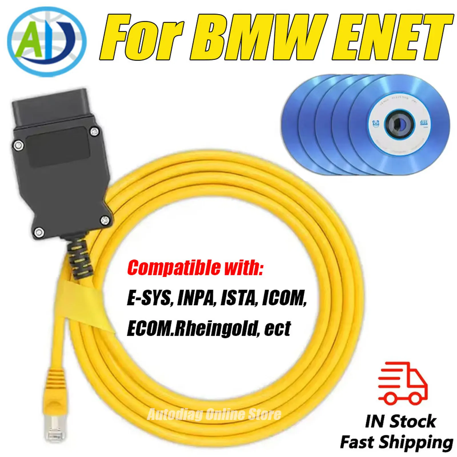 OBD2 ENET Cable For BMW F-Series Hacking Hidden Coding ECU Programming OBDII Diagnostic Adapter Ethernet RJ45 Connector For ESYS 
OBD2 ENET Cable For BMW F-Series Hacking Hidden Coding ECU Programming OBDII Diagnostic Adapter Ethernet RJ45 Connector For ESYS