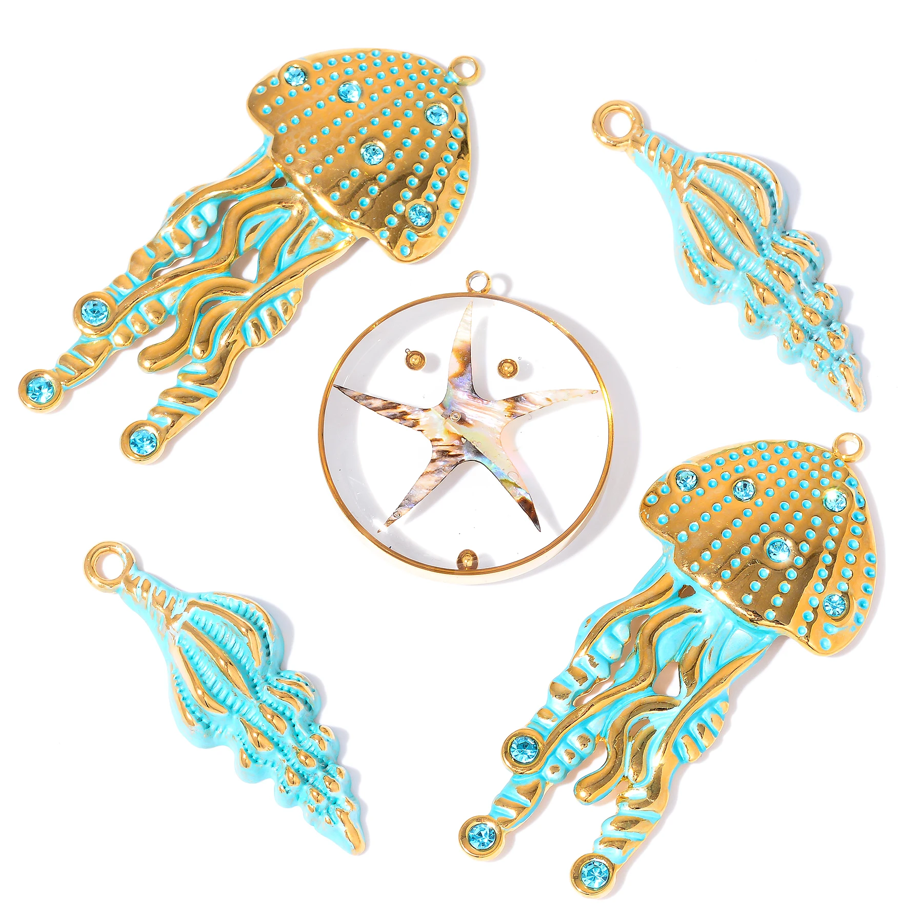 2pcs/Lot Stainless Steel Enamel Starfish Jellyfish DIY Earring Charms Conch Necklace Pendants DIY Woman Jewelry
2pcs/Lot Stainless Steel Enamel Starfish Jellyfish DIY Earring Charms Conch Necklace Pendants DIY Woman Jewelry