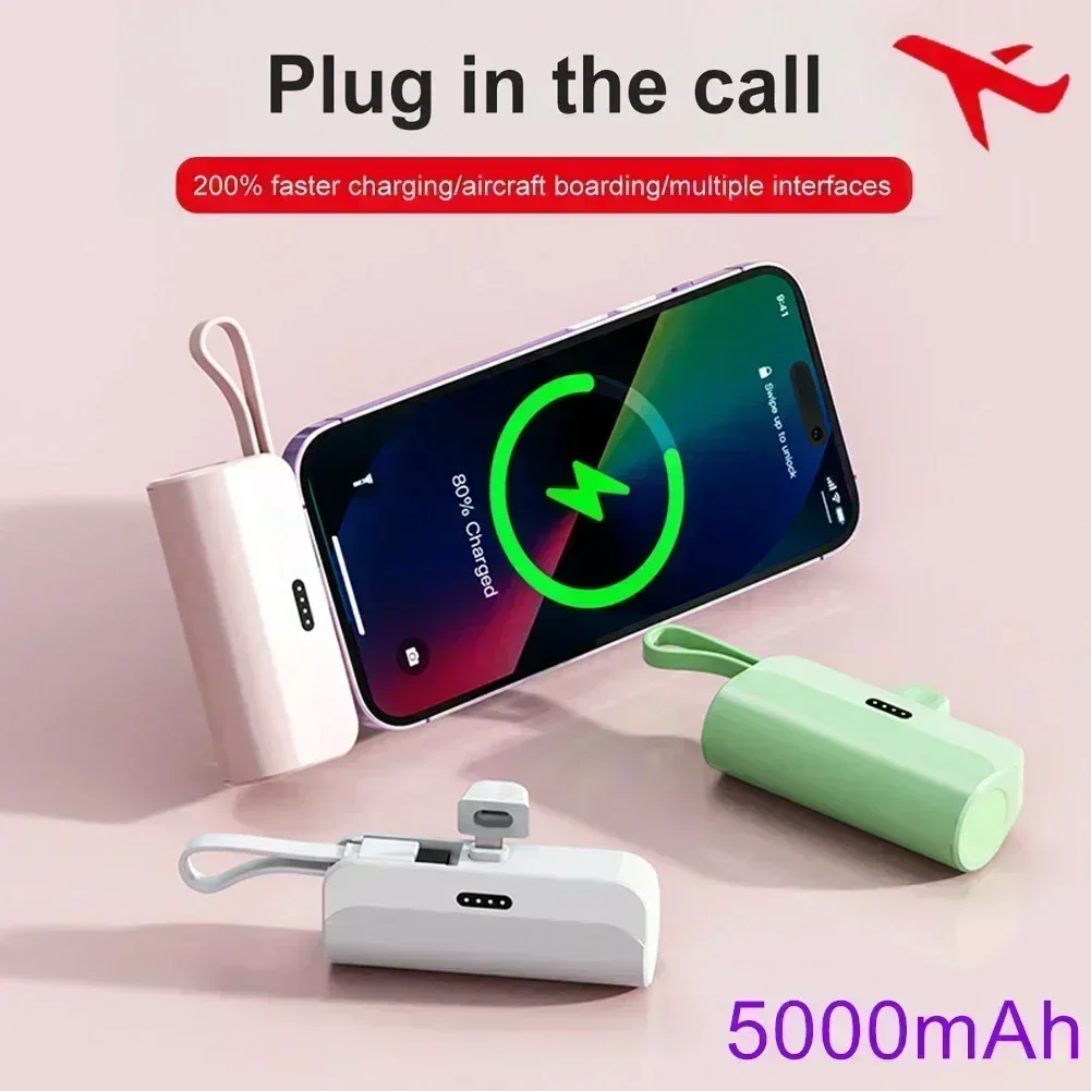 Mini Power Bank 5000mAh Portable Mobile Phone Charger External Battery Power Bank Plug and Play Type-C for IPhone
Mini Power Bank 5000mAh Portable Mobile Phone Charger External Battery Power Bank Plug and Play Type-C for IPhone