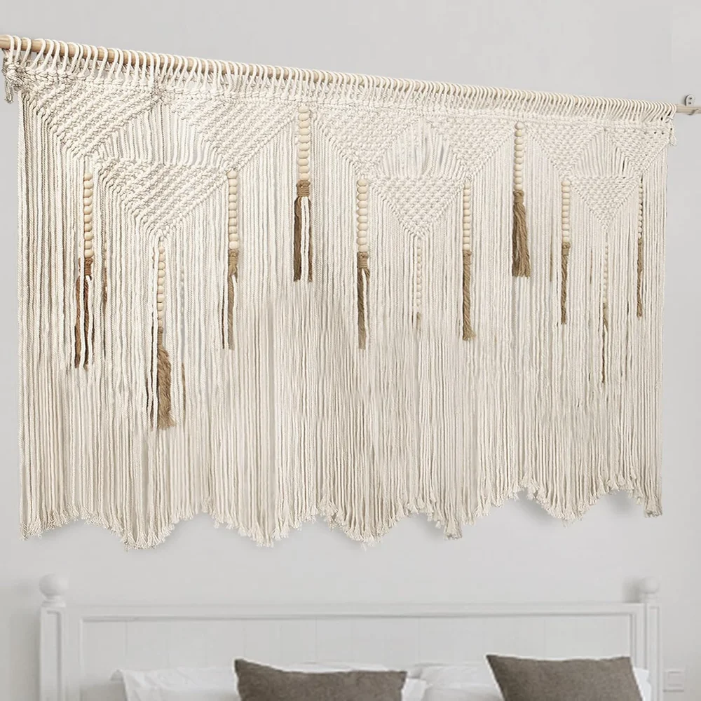 Wall Hanging 70.8" × 39" Boho Tapestry Woven Decor- Cotton Tassel Curtain Beige Chic Bohemian Wall Art Tapestry
Wall Hanging 70.8" × 39" Boho Tapestry Woven Decor- Cotton Tassel Curtain Beige Chic Bohemian Wall Art Tapestry