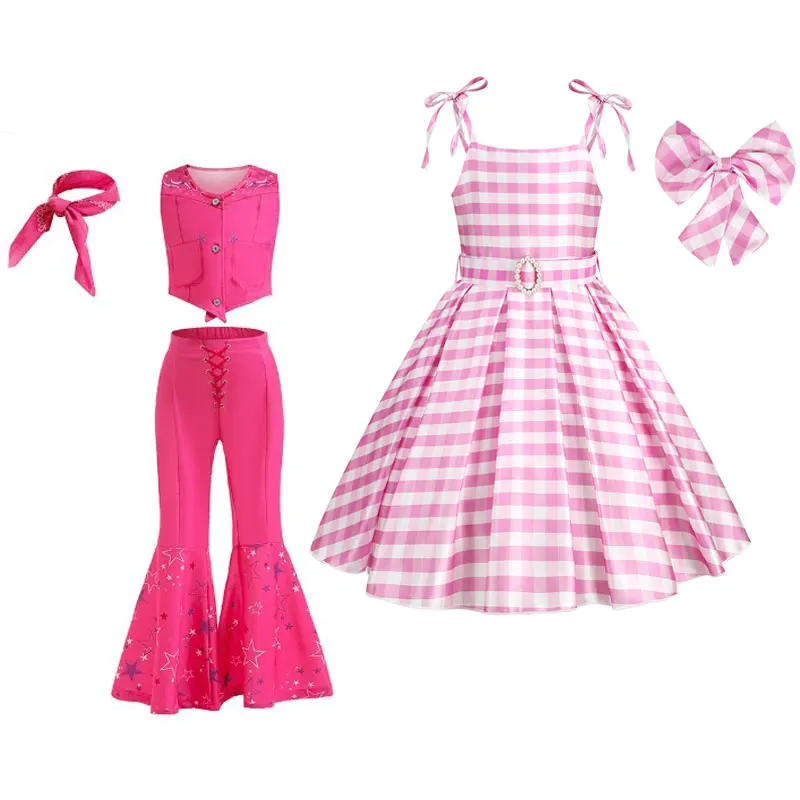 Movie Barbien Cosplay Costume for Children Girls Barbis Pink Checkered Dress Birthday Party Halloween Carnival Barbiee Uniform
Movie Barbien Cosplay Costume for Children Girls Barbis Pink Checkered Dress Birthday Party Halloween Carnival Barbiee Uniform