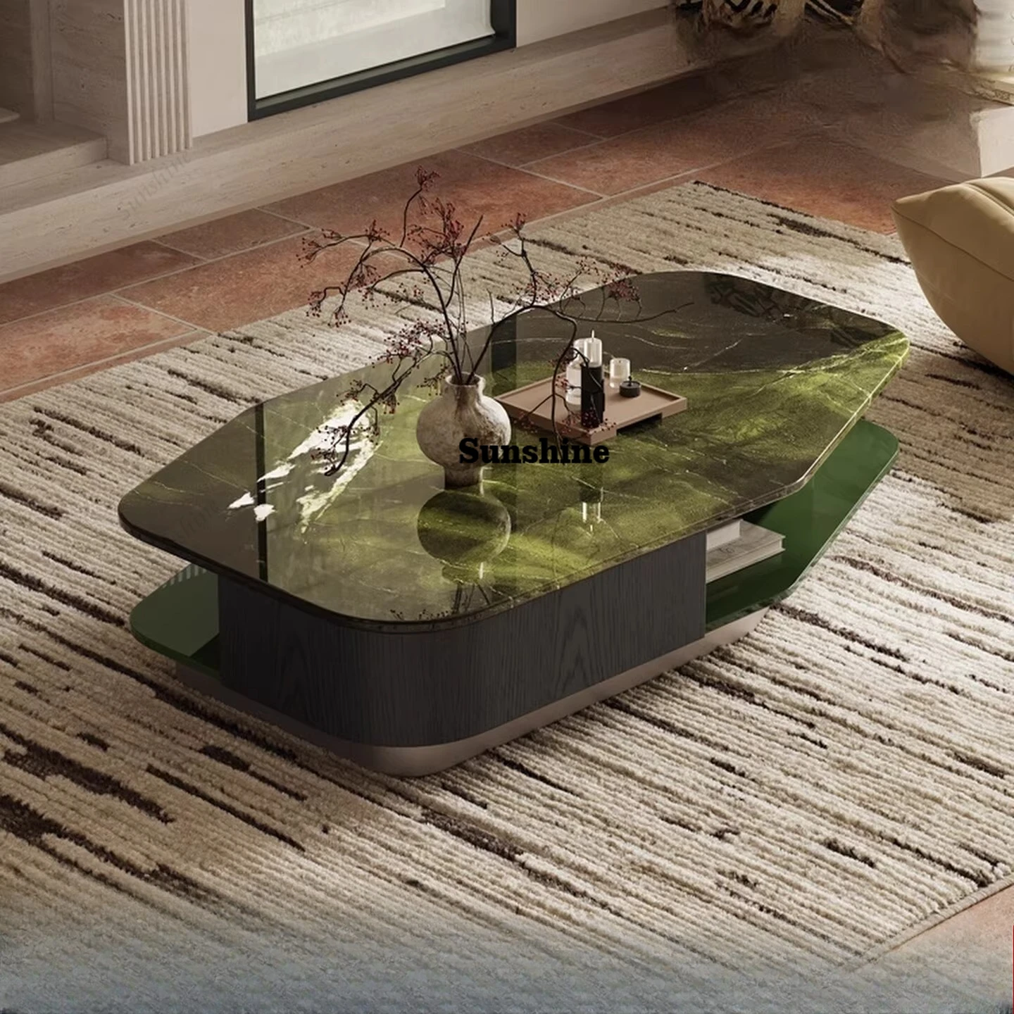 Italian minimalist marble coffee table living room household avocado green special-shaped coffee table
Italian minimalist marble coffee table living room household avocado green special-shaped coffee table