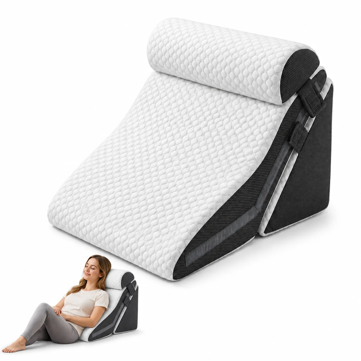Adjustable Split Wedge Pillow Memory Foam Back Support Pillow Cooling Ice Silk Bolster for Reading Sleeping Acid Reflux
Adjustable Split Wedge Pillow Memory Foam Back Support Pillow Cooling Ice Silk Bolster for Reading Sleeping Acid Reflux