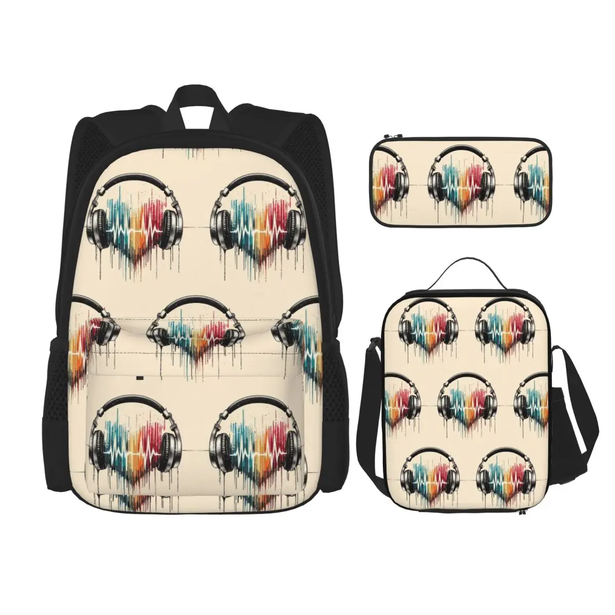 Heart Shaped Music Note With Headphones Backpacks Kids Bookbag School Bags Rucksack Lunch Bag Pen Bag Three-Piece Set
Heart Shaped Music Note With Headphones Backpacks Kids Bookbag School Bags Rucksack Lunch Bag Pen Bag Three-Piece Set