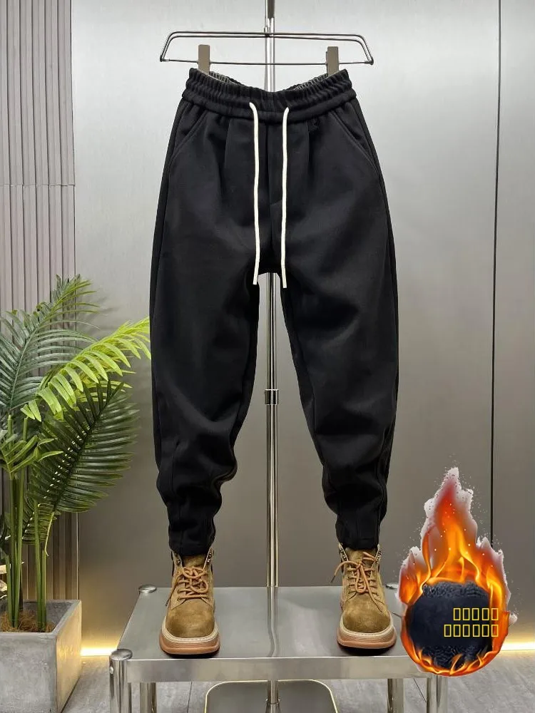 Осенне-зимние утепленные шерстяные повседневные брюки с флисовой подкладкой, брюки-харланы с манжетами, простые универсальные длинные брюки для мужчин
Осенне-зимние утепленные шерстяные повседневные брюки с флисовой подкладкой, брюки-харланы с манжетами, простые универсальные длинные брюки для мужчин