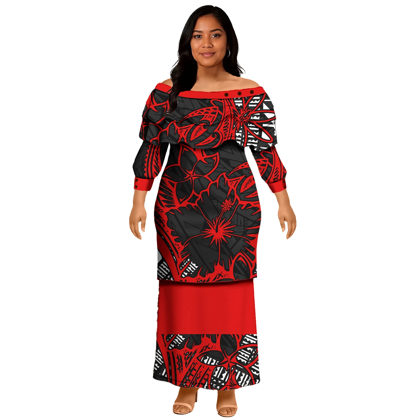 Party Church Design Samoan Puletasi Tropical Pattern Women 2pc Set Clothes Custom Polynesian Tribal Ladies Button Puletasi Dress
Party Church Design Samoan Puletasi Tropical Pattern Women 2pc Set Clothes Custom Polynesian Tribal Ladies Button Puletasi Dress