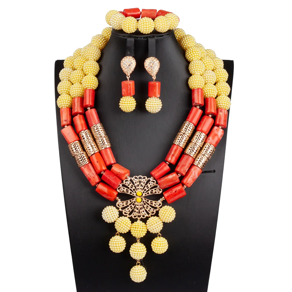 Real Original Coral Jewelry Set Bridal Necklace Bracelet Earrings Set Yellow Balls Jewelry Nigerian Wedding Coral Beads ABG174
Real Original Coral Jewelry Set Bridal Necklace Bracelet Earrings Set Yellow Balls Jewelry Nigerian Wedding Coral Beads ABG174