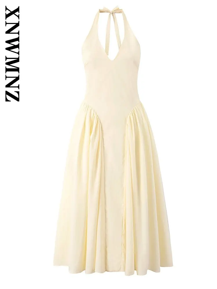 XNWMNZ 2026 Summer Woman Fashion Chic Sleeveless Halter Midi long Dresses Evening Party Simple Spring Woman's Sexy Thin Dress
XNWMNZ 2026 Summer Woman Fashion Chic Sleeveless Halter Midi long Dresses Evening Party Simple Spring Woman's Sexy Thin Dress