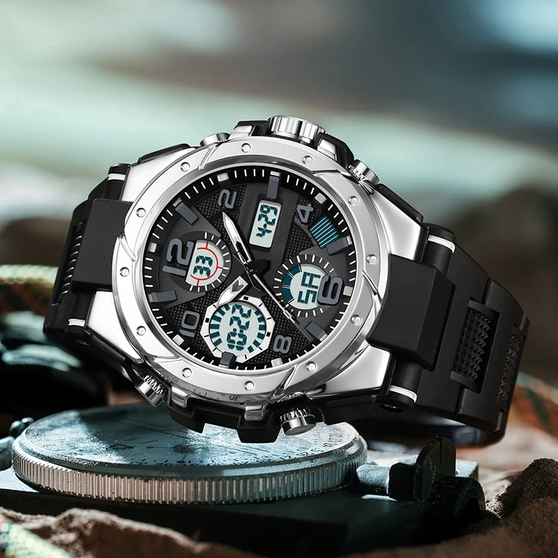 High-Quality Large Dial Led Luminous Watch for Men, Women, and Teenagers with Dual Calendar, Alarm Clock, Stopwatch, Outdoor Sports Digital and Analog Dual Display Watch
High-Quality Large Dial Led Luminous Watch for Men, Women, and Teenagers with Dual Calendar, Alarm Clock, Stopwatch, Outdoor Sports Digital and Analog Dual Display Watch