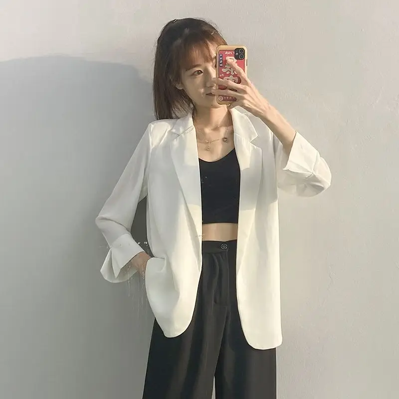 Women Suit Coat Ladies' Summer Blazers Thin Casual Black and White Small Suit Loose Top
Women Suit Coat Ladies' Summer Blazers Thin Casual Black and White Small Suit Loose Top