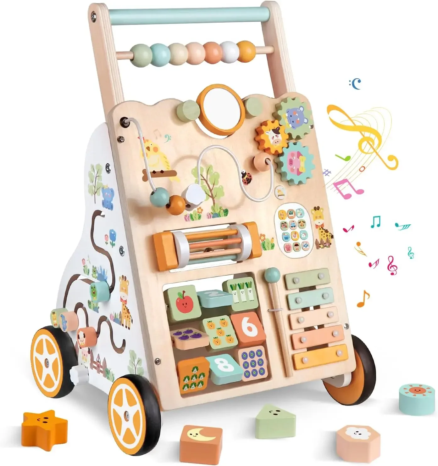 Wooden Baby Walker with Activity Center, Adjustable Speed & Height, Montessori Toy for Toddlers 12M+
Wooden Baby Walker with Activity Center, Adjustable Speed & Height, Montessori Toy for Toddlers 12M+
