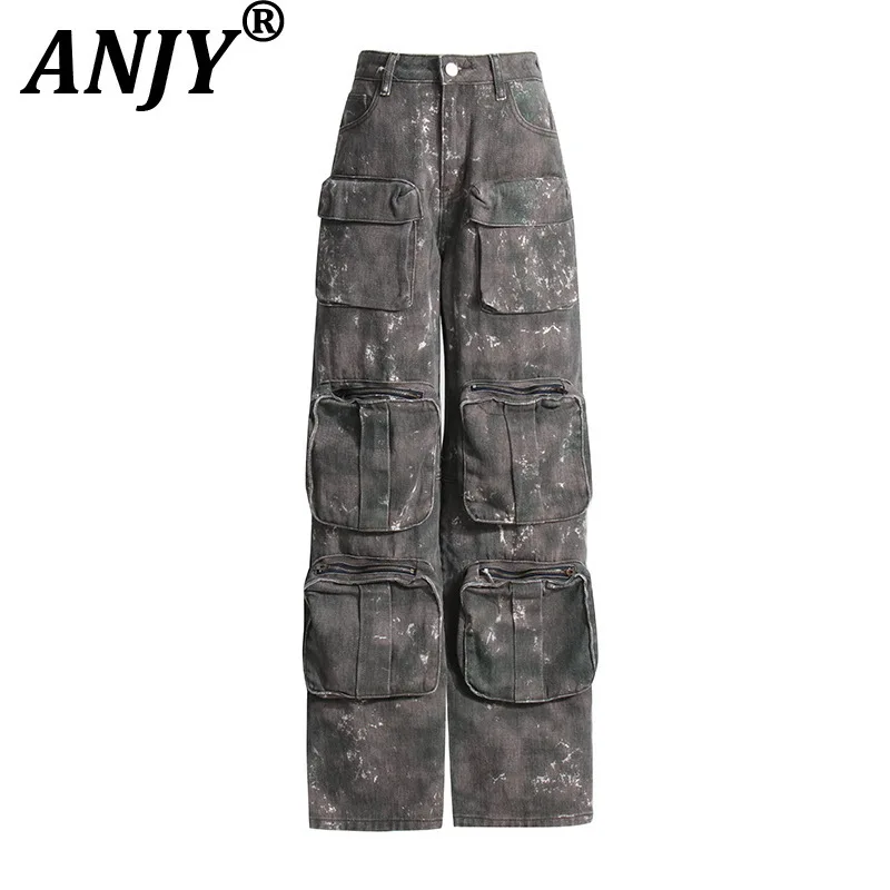 ANJY Autumn New Women Ins Fashion Punk Streetwear High Waisted Camouflage Pants Chic Patchwork Multi-Pocket Wide Leg Jeans A7144
ANJY Autumn New Women Ins Fashion Punk Streetwear High Waisted Camouflage Pants Chic Patchwork Multi-Pocket Wide Leg Jeans A7144
