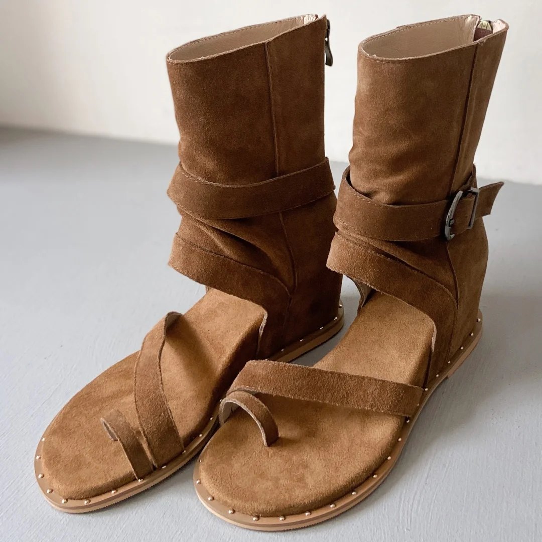Women's natural suede leather back top open toe summer 6cm wedge ankle boots casual female flip-&flop female short boots sandals
Women's natural suede leather back top open toe summer 6cm wedge ankle boots casual female flip-&flop female short boots sandals