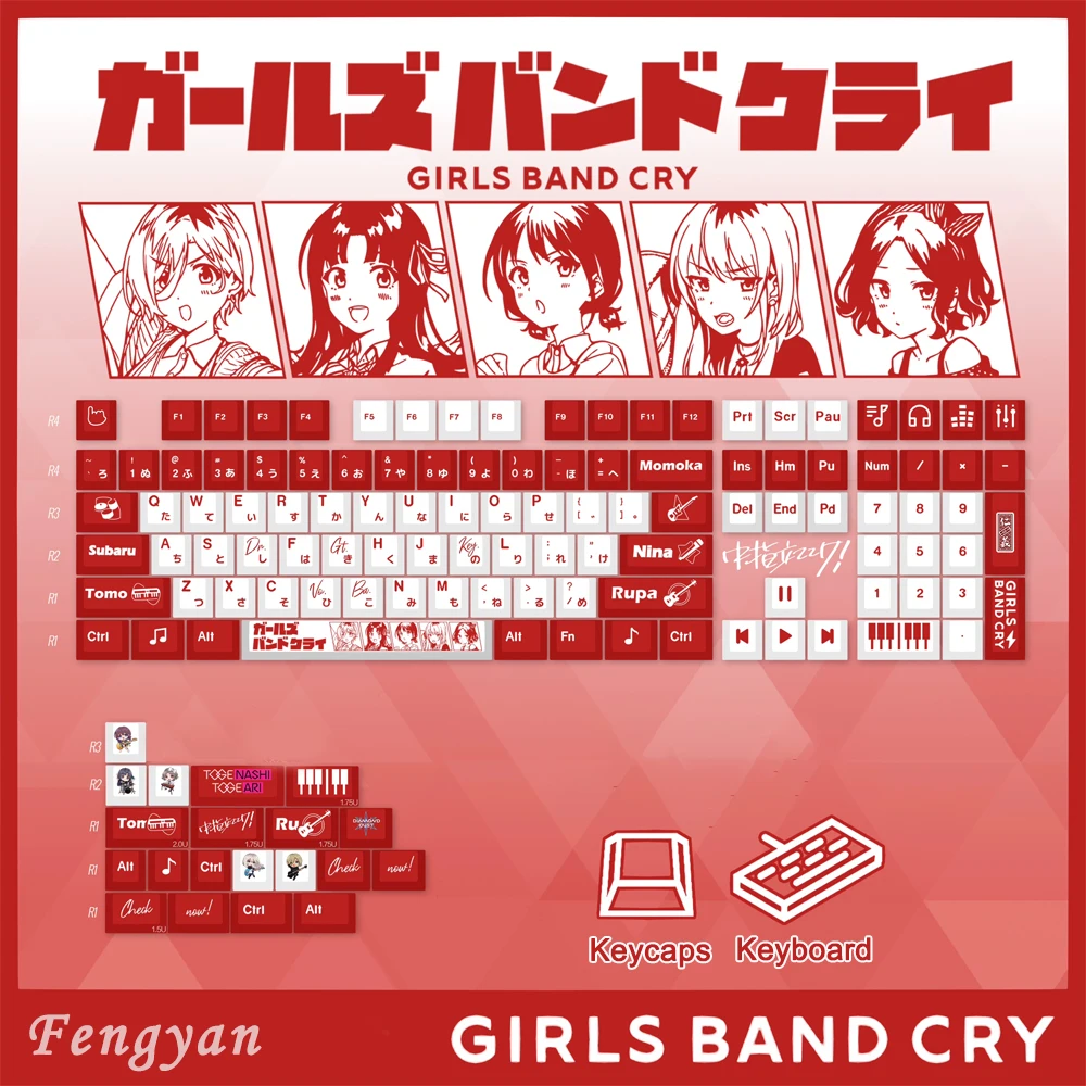 GBC Theme Keycaps GIRLS BAND CRY Cartoon PBT Keycap Cherry Profile 5-Side Dye-Sub PC Gaming DIY for MX Axis Mechanical Keyboard
GBC Theme Keycaps GIRLS BAND CRY Cartoon PBT Keycap Cherry Profile 5-Side Dye-Sub PC Gaming DIY for MX Axis Mechanical Keyboard