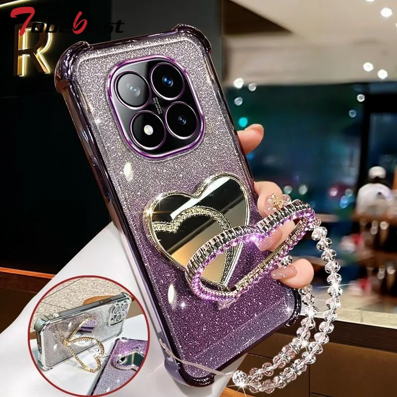 Glitter Love Makeup Mirror Bracket Crystal Bracelet Case For Redmi Note 15 14 Pro Plus 4G 5G Shockproof Plating Silicone Cover
Glitter Love Makeup Mirror Bracket Crystal Bracelet Case For Redmi Note 15 14 Pro Plus 4G 5G Shockproof Plating Silicone Cover