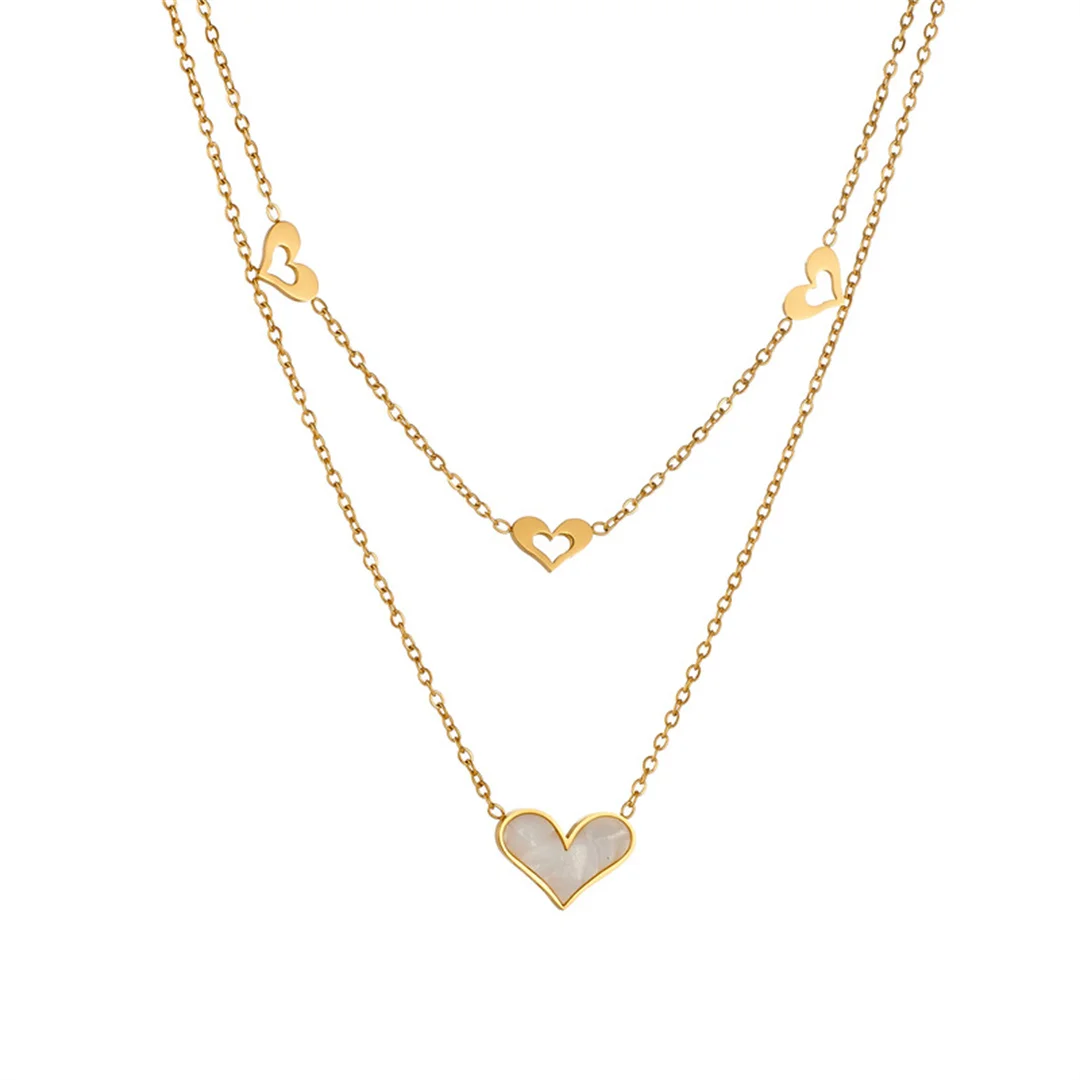 Trendy Statement Love Heart Charm Pendant Female Gold Color Stainless Steel Double Layers Chain Link Necklace for Women Jewelry
Trendy Statement Love Heart Charm Pendant Female Gold Color Stainless Steel Double Layers Chain Link Necklace for Women Jewelry