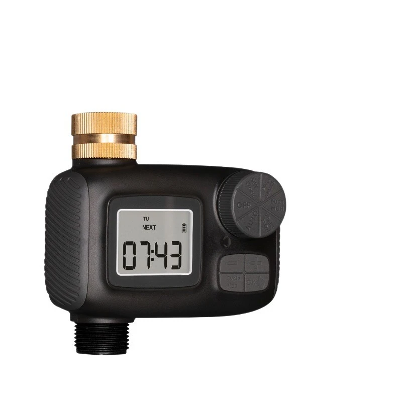 Brass inlet 1-way water valve timer IP55 waterproof knob button LCD display irrigation water valve 
Brass inlet 1-way water valve timer IP55 waterproof knob button LCD display irrigation water valve