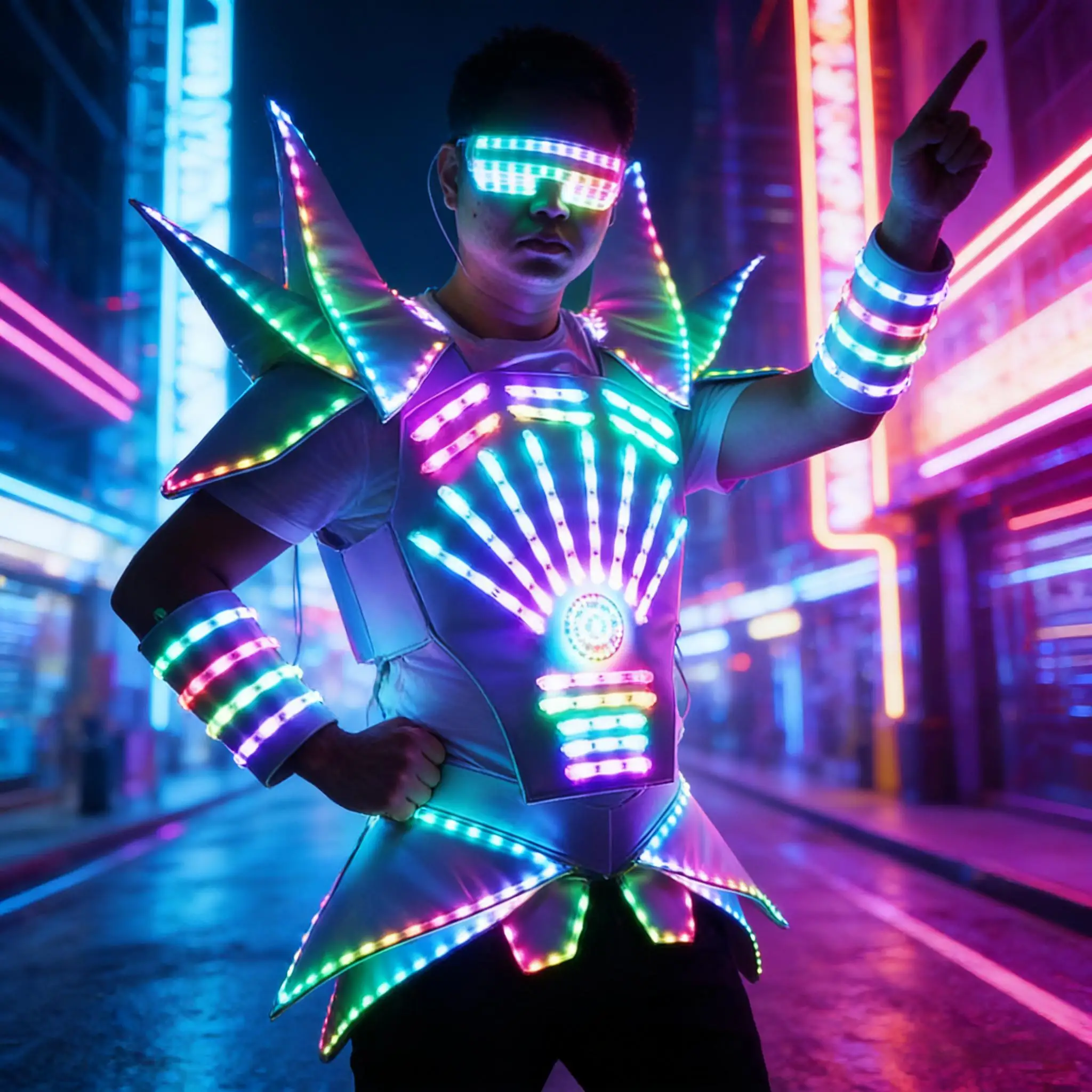 Программируемый RGB-костюм робота с полным спектром функций и шлемом | Режимы дыхательной и градиентной подсветки для сценических выступлений диджеев и дискотек
Программируемый RGB-костюм робота с полным спектром функций и шлемом | Режимы дыхательной и градиентной подсветки для сценических выступлений диджеев и дискотек