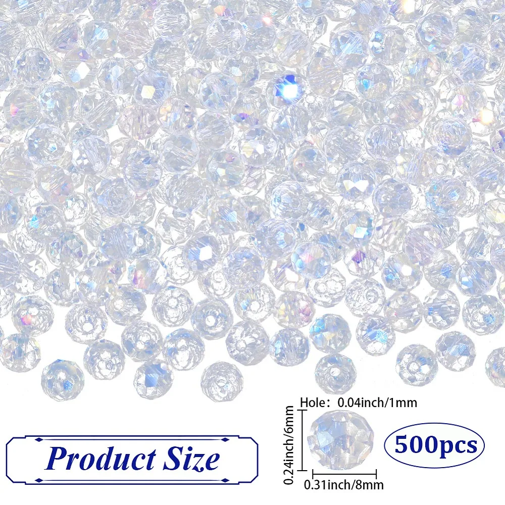 500Pcs Electroplate Glass Beads AB Color Plated Faceted Rondelle Clear AB 8x6mm Hole: 1mm
500Pcs Electroplate Glass Beads AB Color Plated Faceted Rondelle Clear AB 8x6mm Hole: 1mm