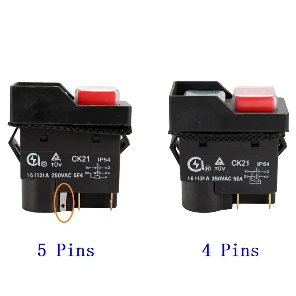 CK21 Waterproof Electromagnetic Safety Pushbutton Switch 250V 16A 4Pin/5 Pins for Metal Cutter Grinder Machine Shutter Black
CK21 Waterproof Electromagnetic Safety Pushbutton Switch 250V 16A 4Pin/5 Pins for Metal Cutter Grinder Machine Shutter Black