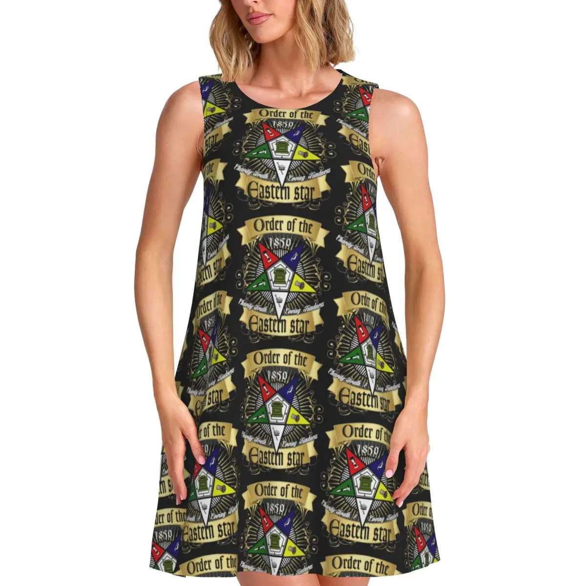 Custom OES Style Order Of The Eastern Star Women's Sleeveless Dress Print For Vacations Travels Sleeveless Beach Dresses Dress
Custom OES Style Order Of The Eastern Star Women's Sleeveless Dress Print For Vacations Travels Sleeveless Beach Dresses Dress