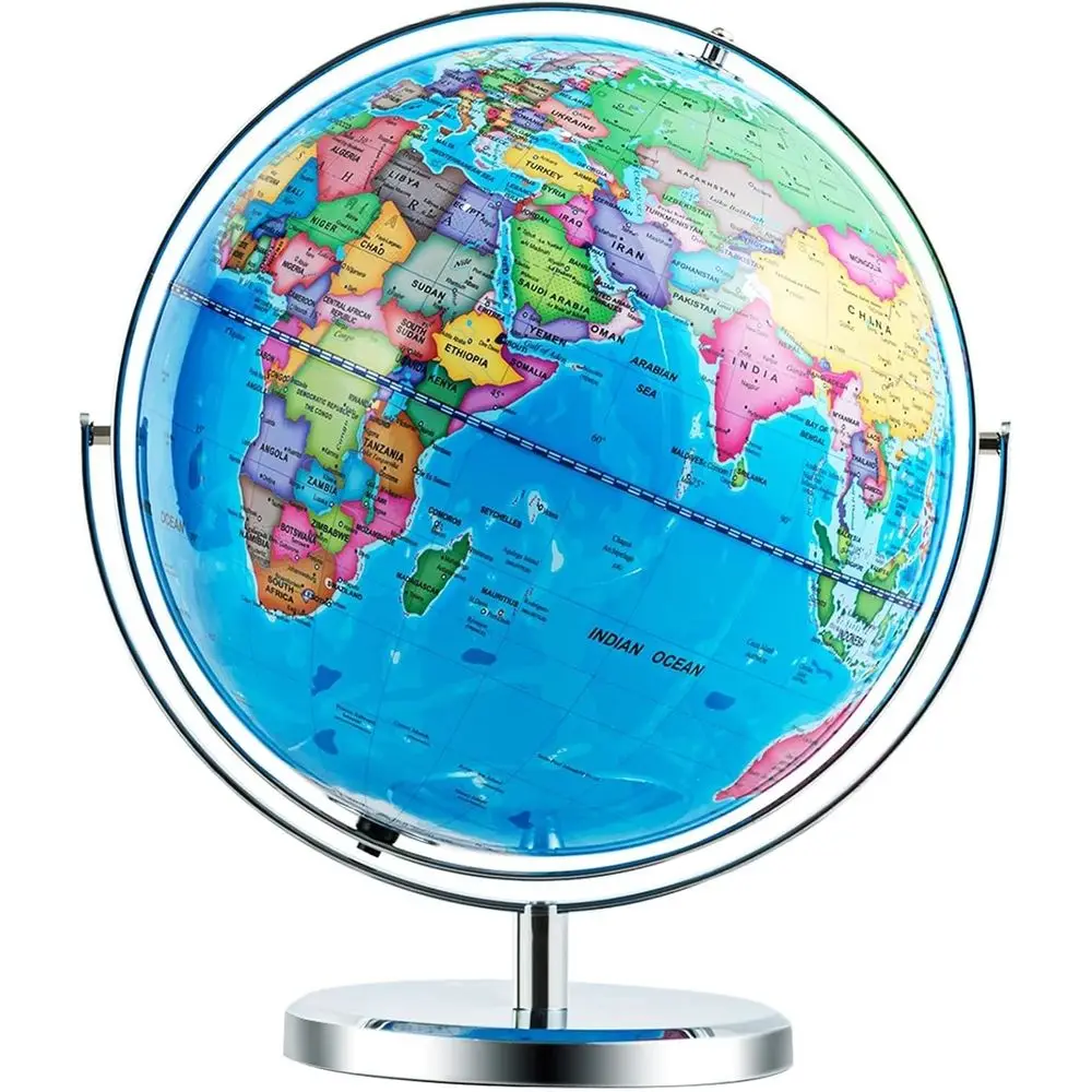 Illuminated 13 Rotating World Globe with Metal Stand, LED Lights, Ideal for Home or Office
Illuminated 13 Rotating World Globe with Metal Stand, LED Lights, Ideal for Home or Office