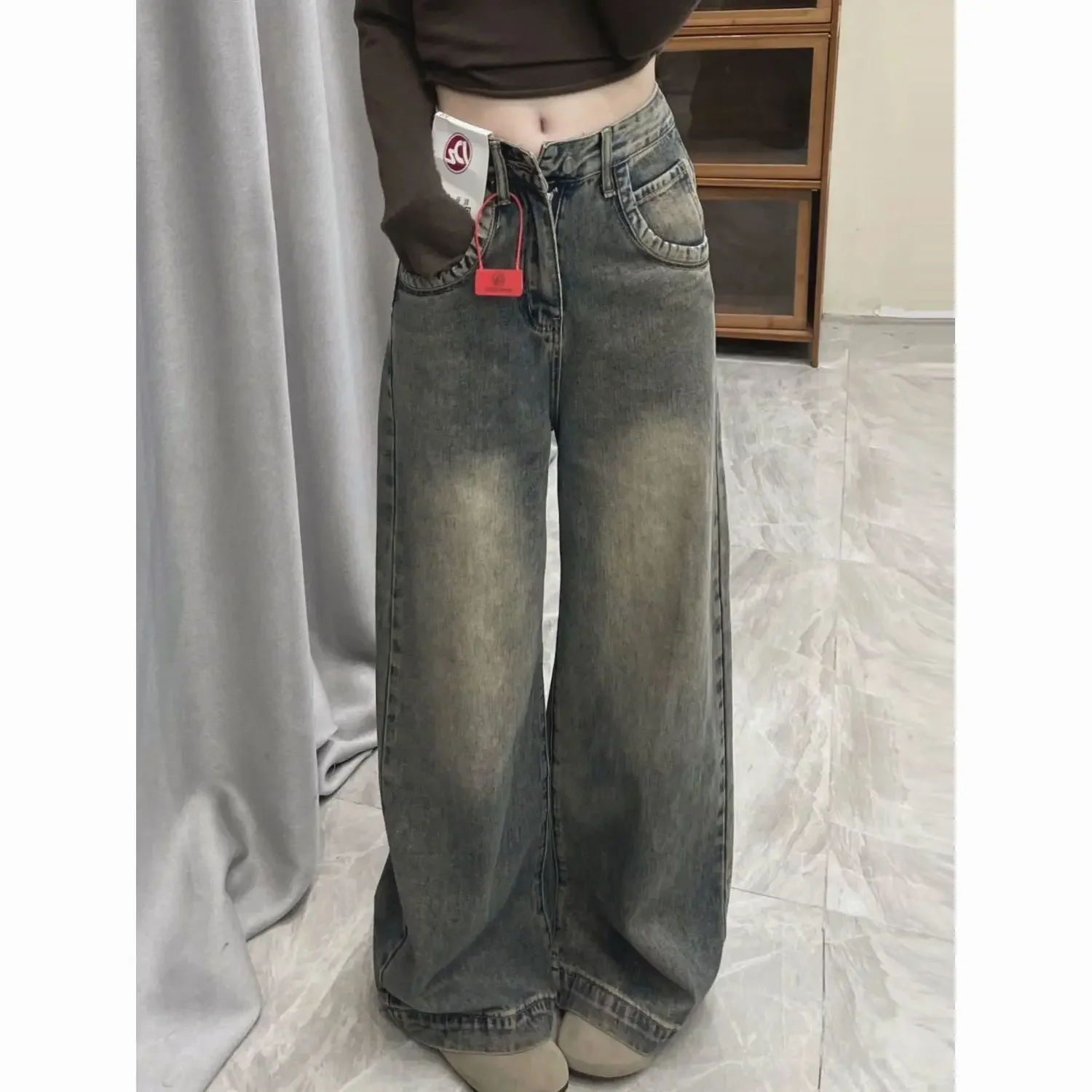 Vintage Distressed Wide-leg Jeans Women's Spring Summer New Loose-fit Slimming Draped Versatile Trailing Straight-leg Trousers
Vintage Distressed Wide-leg Jeans Women's Spring Summer New Loose-fit Slimming Draped Versatile Trailing Straight-leg Trousers
