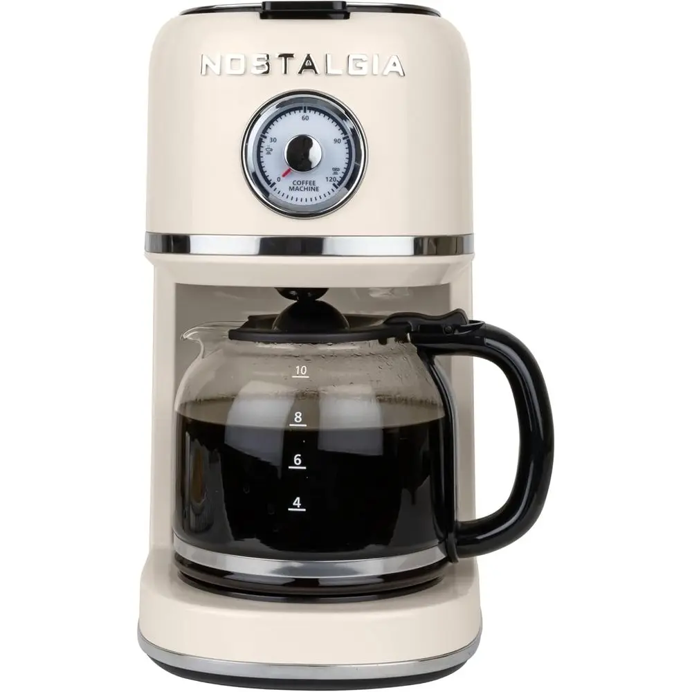 Retro-Style 10-Cup Coffee Maker - One-Touch Brew, Reusable Filter, Anti-Drip, Auto-Off, Time Display, Dishwasher Safe 50 oz Cara
Retro-Style 10-Cup Coffee Maker - One-Touch Brew, Reusable Filter, Anti-Drip, Auto-Off, Time Display, Dishwasher Safe 50 oz Cara
