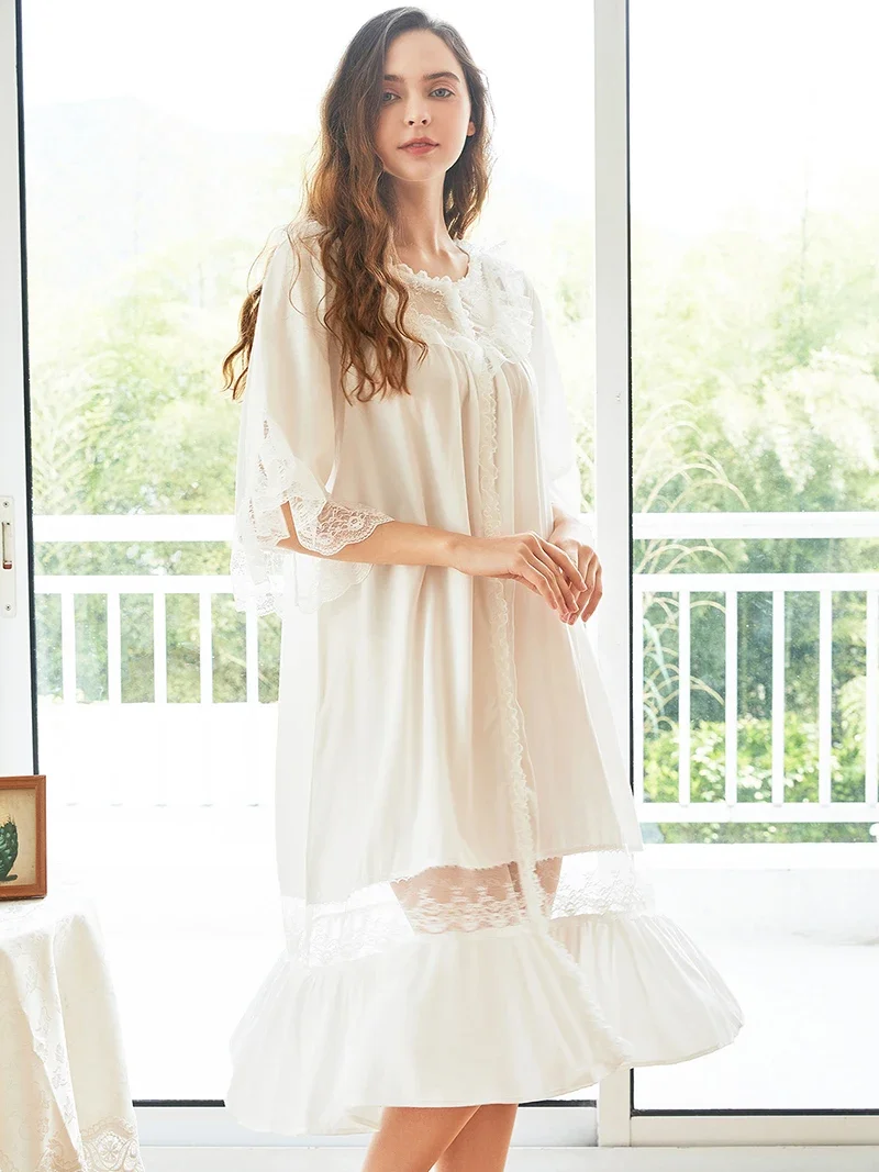 Medium Sleeve Vintage Nightgowns Lace Fairy Sexy Loose Pajamas for Women Princess Sleepwear Victorian Lolita Loungewear Clothes
Medium Sleeve Vintage Nightgowns Lace Fairy Sexy Loose Pajamas for Women Princess Sleepwear Victorian Lolita Loungewear Clothes