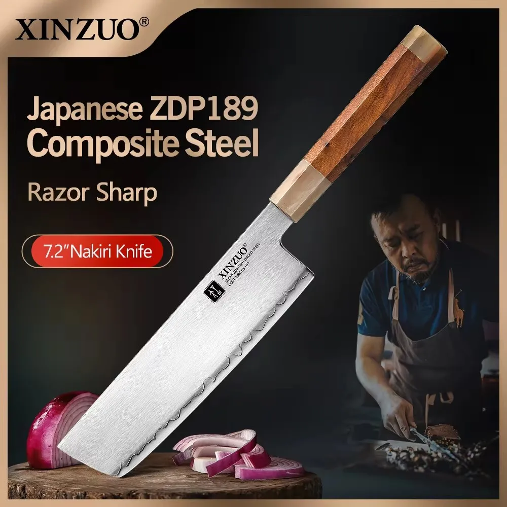 XINZUO 7.2'' Nakiri Knife Japanes ZDP-189 Power Steel withDesert Ironwood +White Bull Horn Handle Kitchen Knives Cleaver Knife
XINZUO 7.2'' Nakiri Knife Japanes ZDP-189 Power Steel withDesert Ironwood +White Bull Horn Handle Kitchen Knives Cleaver Knife