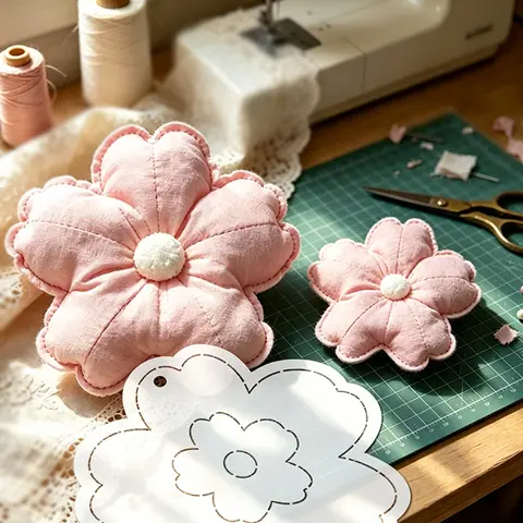 YOMDID 1pc Chubby Fabric Flower Pillow Sewing Template, DIY Flower Pattern Quilting Stencil, Patchwork Template In Two Sizes