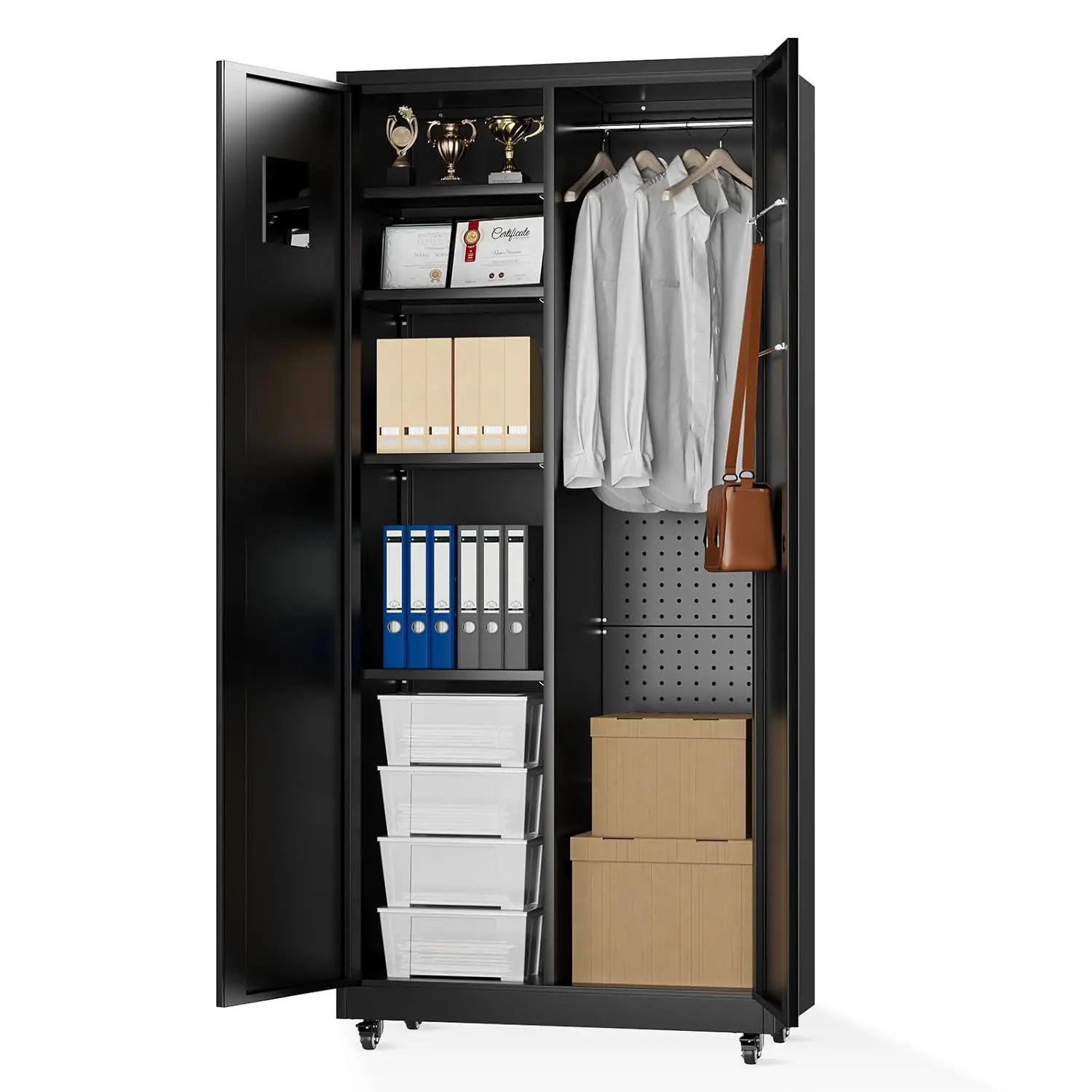 Metal Storage Cabinet Lock 72" Steel Wardrobe w/ Wheels Hanging Rod Home Office Garage Gym, Customized
Metal Storage Cabinet Lock 72" Steel Wardrobe w/ Wheels Hanging Rod Home Office Garage Gym, Customized