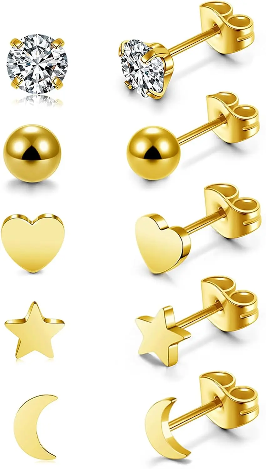 5 Pairs Studs Earrings for Women Girls, Hypoallergenic Stainless Steel Small Studs Earrings Set
5 Pairs Studs Earrings for Women Girls, Hypoallergenic Stainless Steel Small Studs Earrings Set