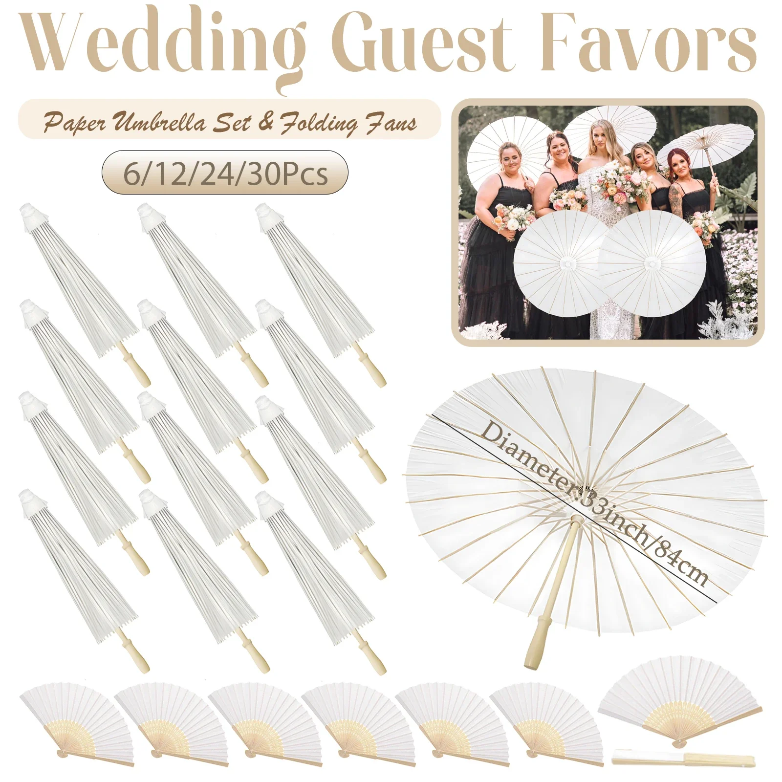 6-30Pcs 33inch Wedding Paper Umbrella Paper Parasol for Guests Wedding Photography Props with Fans Wedding Paper Faver for Guest
6-30Pcs 33inch Wedding Paper Umbrella Paper Parasol for Guests Wedding Photography Props with Fans Wedding Paper Faver for Guest